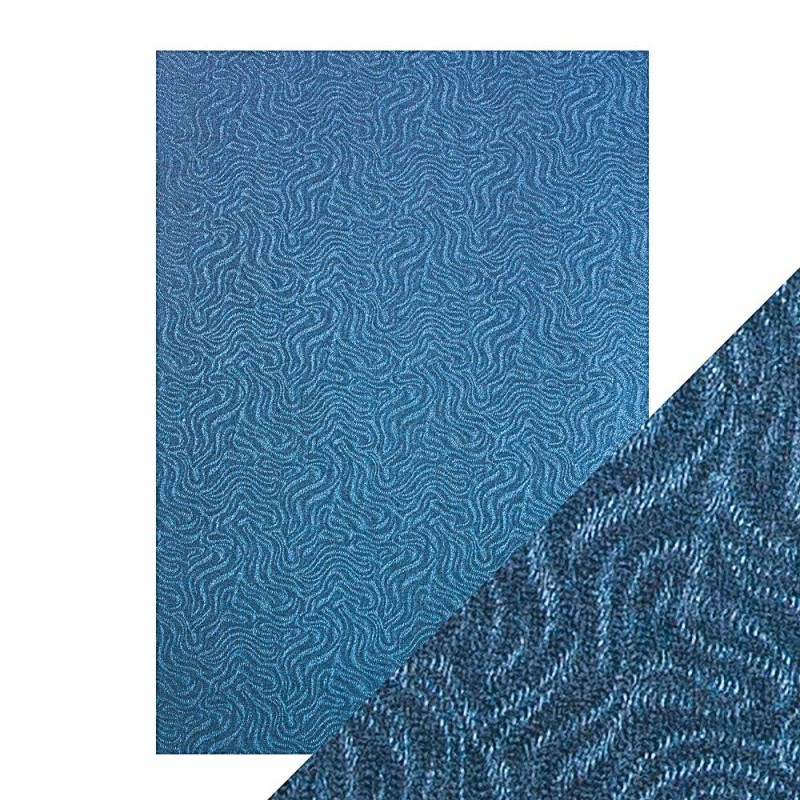 A4 LUXURY EMBOSSED CARD, DENIM RIPPLE. Papel Scrap 9839E | L'aura Bella