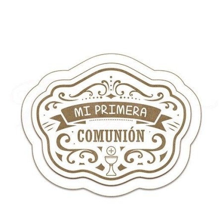 Mi Primera Comunión. (8,38 x 6,4 cm) Cartel con cáliz
