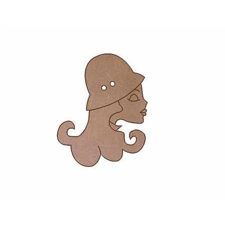 Chica con sombrero de perfil. Botón