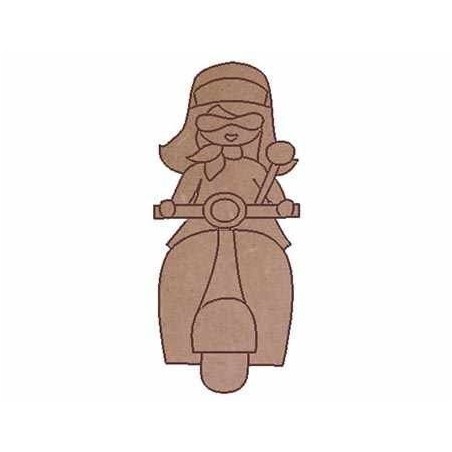 Chica en moto.Pequeño