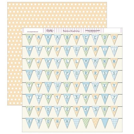 Papel Scrapbooking. SCP-276. Y por fin llegaste tú, mi niño: "banderines de fiesta con letras y números"