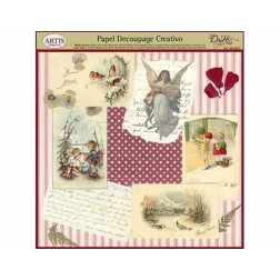 Papel decoupage. Escenas invernales con niños y ángel | L'aura Bella