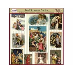Papel para découpage con escenas navideñas, para scrap y manualidades
