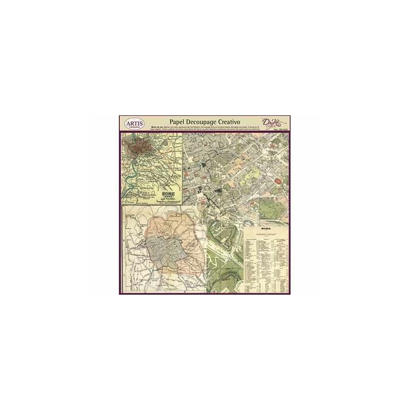 Papel decoupage. Mapa de Roma | L'aura Bella