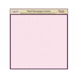 Papel decoupage. Fondo rosa con detalles en blanco | L'aura Bella