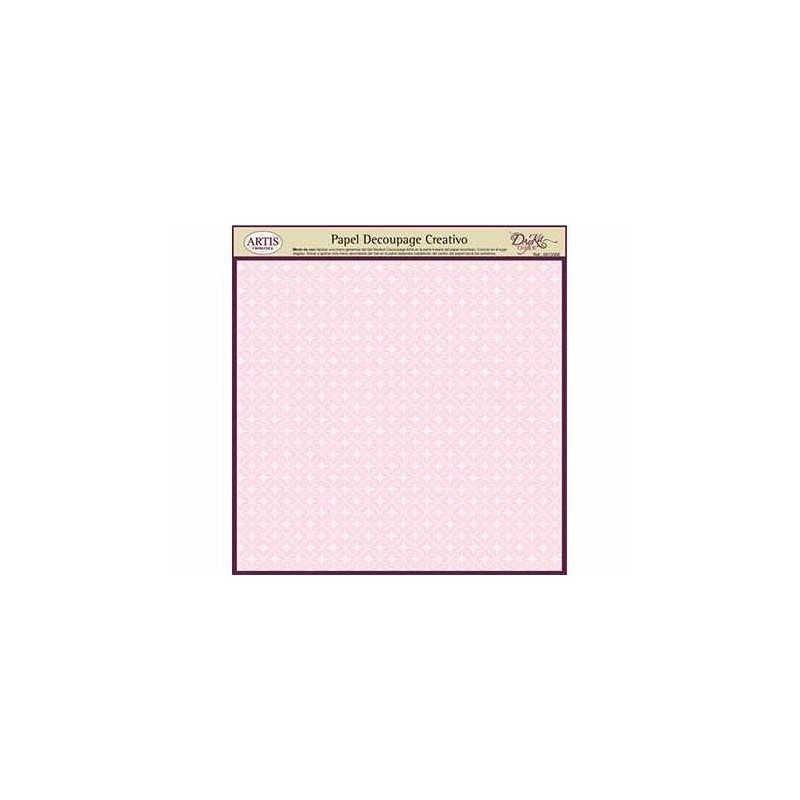 Papel decoupage. Fondo rosa con detalles en blanco | L'aura Bella