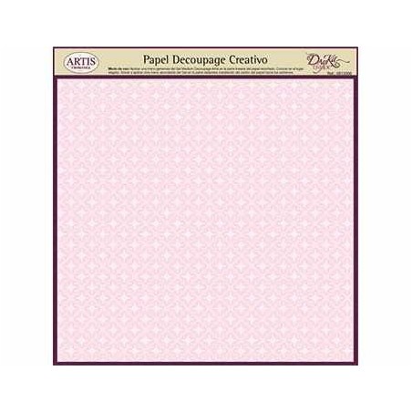 Papel decoupage. Fondo rosa con detalles en blanco | L'aura Bella