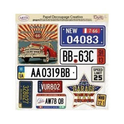 Papel decoupage. Matrículas de coche | L'aura Bella