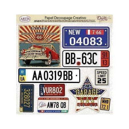 Papel decoupage. Matrículas de coche | L'aura Bella