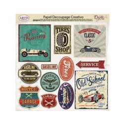 Papel decoupage. Carteles vintage de taller mecánico | L'aura Bella