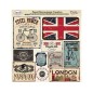 Papel decoupage 32 x 31 cm. Carteles de bicicletas , Londres y la bandera inglesa