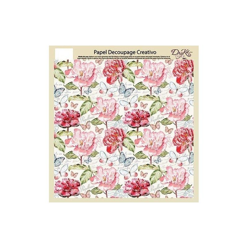 Papel decoupage. Flores, mariposas y escritura | L'aura Bella