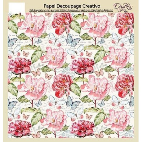 Papel decoupage. Flores, mariposas y escritura | L'aura Bella