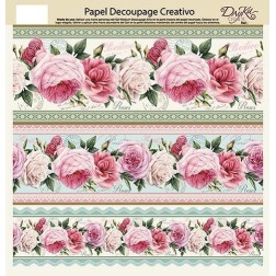 Papel decoupage. Tres cenefas de rosas | L'aura Bella