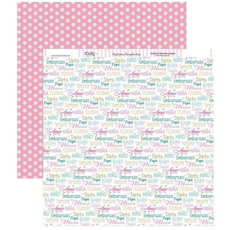 Papel Scrapbooking. SCP-254. Voy a ser mamá: "fondo de texto y lunares"