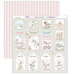 Papel Scrapbooking SCP-263 niña: etiquetas nacimiento | L'aura Bella