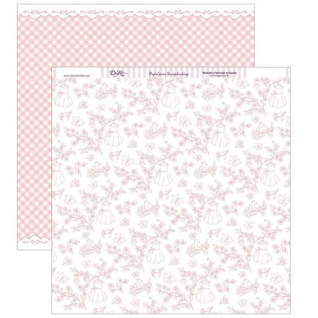 Papel Scrapbooking. SCP-265. Y por fin llegaste tú, mi niña: "fondo con pajaritos y mariposas"
