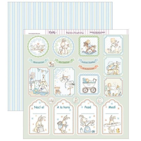 Papel Scrapbooking. SCP-275. Y por fin llegaste tú, mi niño: "etiquetas percentil, día y hora de nacimiento"