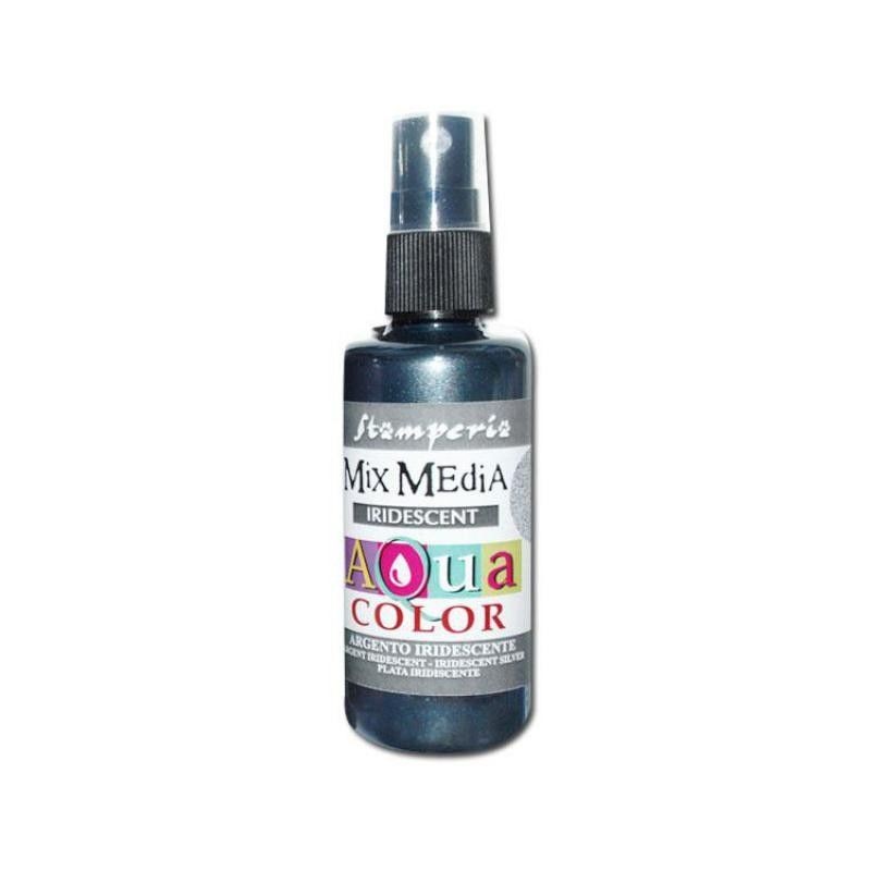 Spray color Plata iridiscente para Mix Media 60ml de Acqua Color