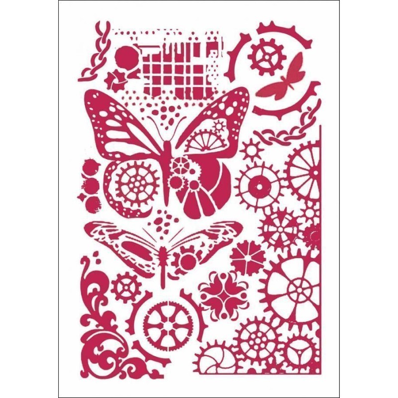 Stencil Butterflies gears Steampunk KSG421 Stamperia | L'aura Bella