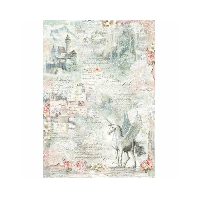 A3 papel de arroz Unicorn fantasy DFSA3001 Stamperia | L'aura Bella