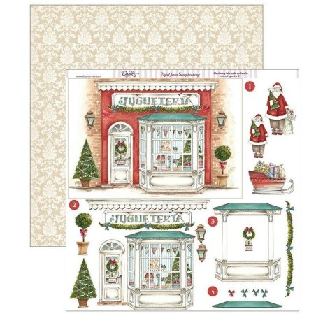 Papel Scrapbooking. SCP-283. Navidad 2018 Dayka. Juguetería con Papá Noel. 3D