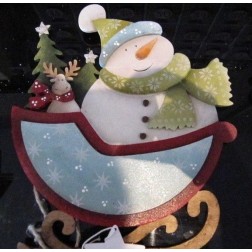 navidad dayka  549. Muñeco de nieve trineo. madera | L' aura Bella