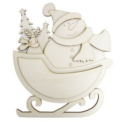 navidad dayka  549. Muñeco de nieve trineo. madera | L' aura Bella