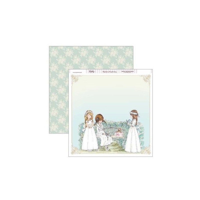 Papel Scrap Dayka SCP-291 Comunion tres niñas en jardin| L'aura Bella