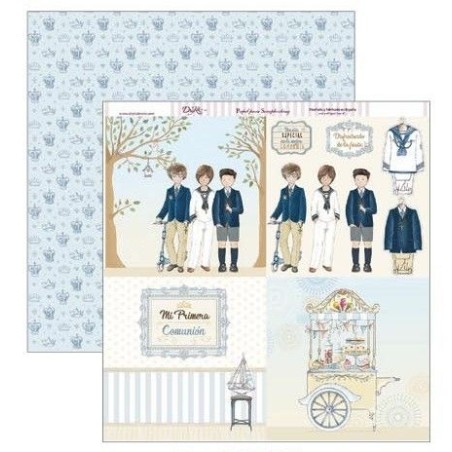 Papel Scrapbooking. SCP-309 Comunión 2019 Dayka. Cuatro imágenes de niños Comunión