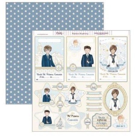 Papel Scrapbooking. SCP-312 Comunión 2019 Dayka.  Tres recordatorios, cuadros con niños de Comunión