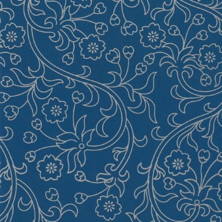 Papel encuadernación damasco, adamascado plata azul | L'aura Bella