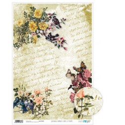 Papel cartonaje encuadernacion Romantic Birds Flowers | L'aura Bella