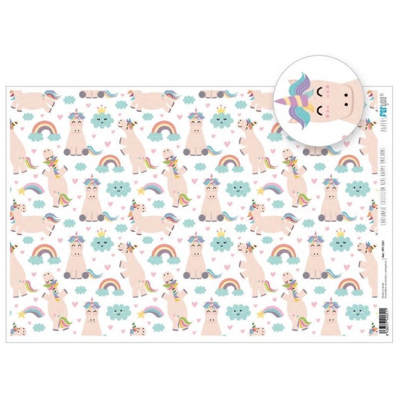 Papel cartonaje encuadernacion. Happy Unicorns | L'aura Bella