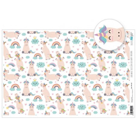 Papel cartonaje. PFY. Happy Unicorns. 32 x 48,3 cm