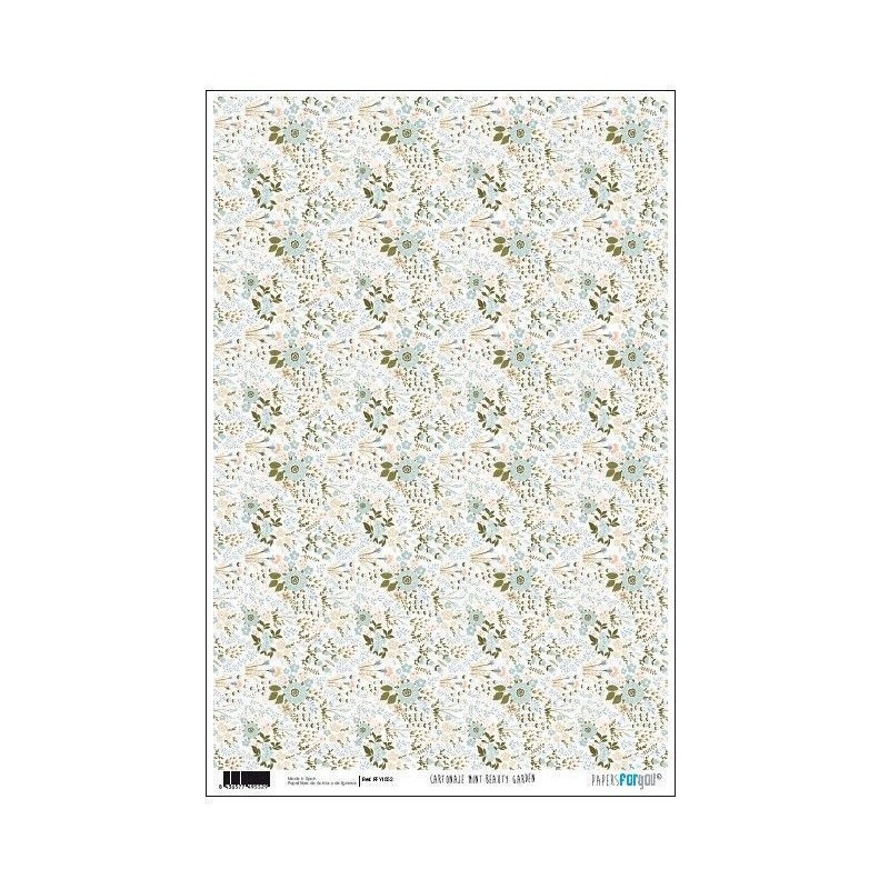 Papel cartonaje encuadernacion. Mint Beauty Garden| L'aura Bella