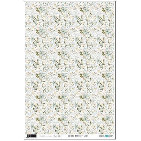 Papel cartonaje. PFY. Mint Beauty Garden. 32 x 48,3 cm