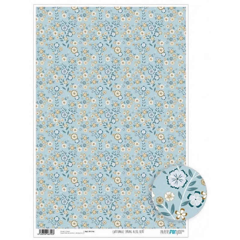 Papel cartonaje encuadernacion. Spring Azul Bebé | L'aura Bella