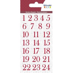 Pegatinas números calendario de Adviento. rojo 11004839 | L'aura Bella