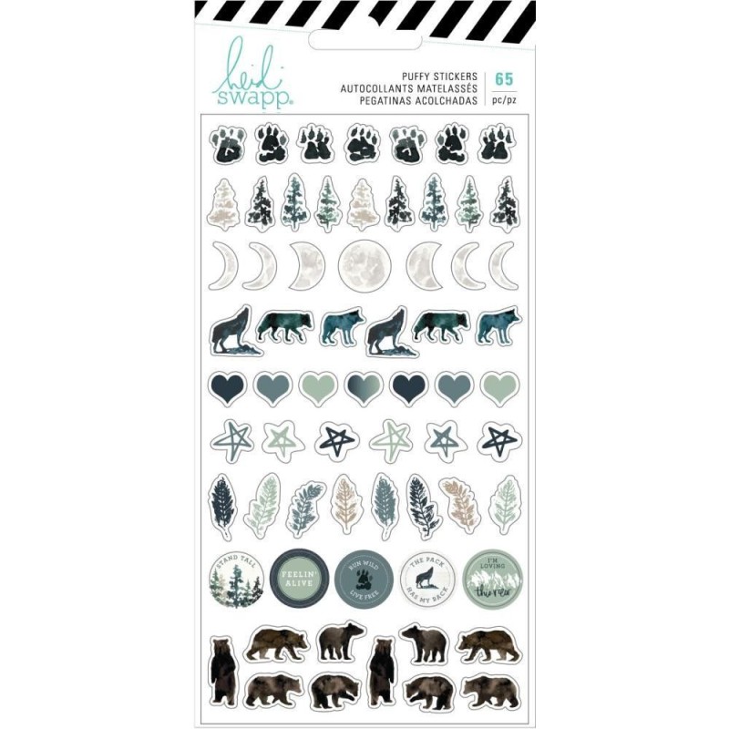Puffy stickers, pegatinas Wolf pack Heidi Swapp. 314699 | L'aura Bella