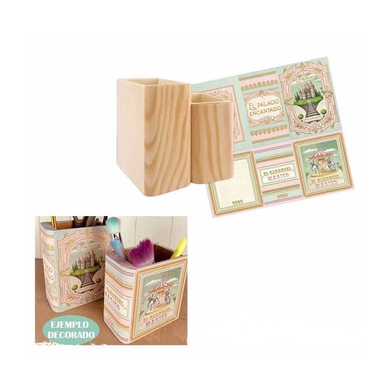 cubilete madera lienzo prediseñado, carrusel Dayka | L'aura Bella