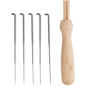 Punzón de madera para fieltrar incluye 5 agujas medianas | L'aura Bella