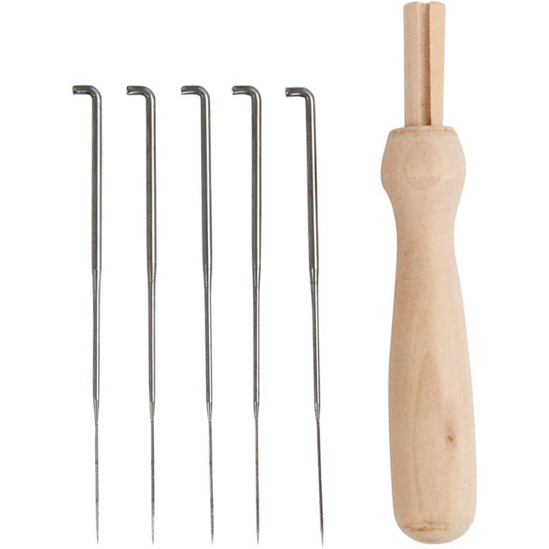 Punzón de madera para fieltrar incluye 5 agujas medianas | L'aura Bella