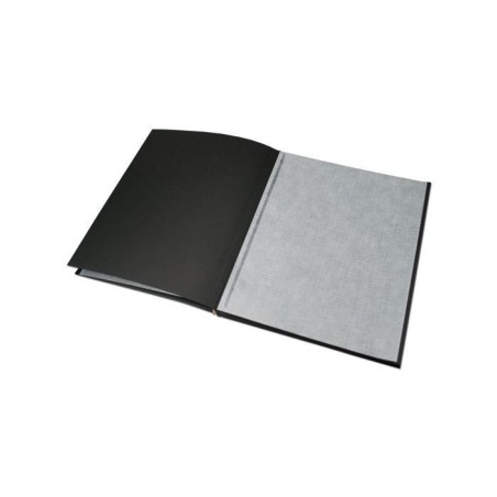 Álbum fotos 24.5x20.5 cm. Negro, 30 hojas. Cuerpo encuadernación artesanal.