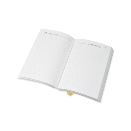 Agenda Diaria 2025 90x130 mm. Blanco. Cuerpo encuadernación artesanal.
