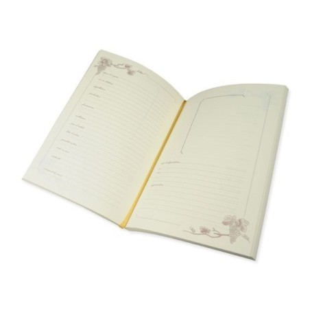 Libro de vinos 24x17cm. Marfil. Cuerpo encuadernación artesanal.