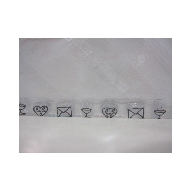 Sello acrílico: Cenefa con sobres, copas y corazones | L'aura Bella