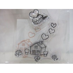 2 Sellos acrílicos: Casita y pastel con corazones | L'aura Bella