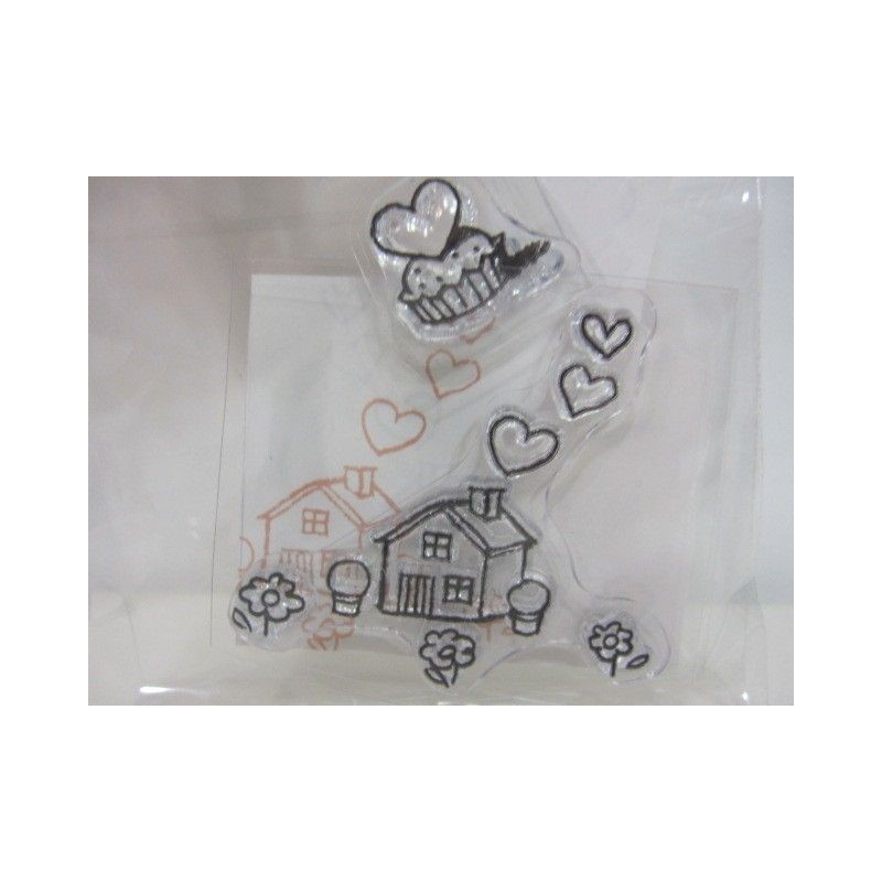 2 Sellos acrílicos: Casita y pastel con corazones | L'aura Bella