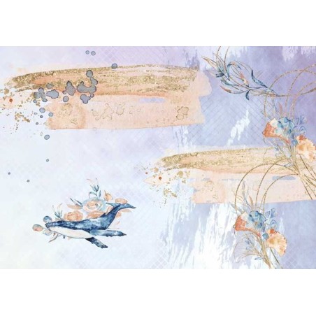 Tela encuadernación decorada. Sea Whale. 70 x 50 cm. PFY-3542